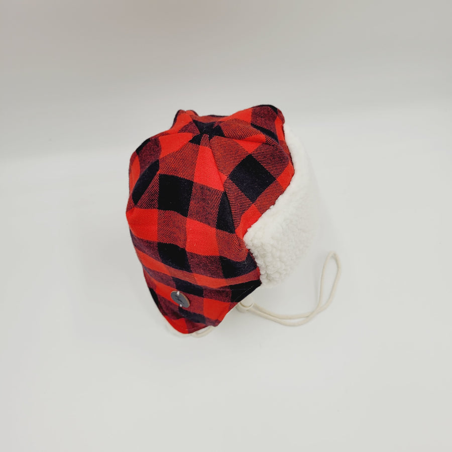 Pilot Hat (Black and Red Plaid)