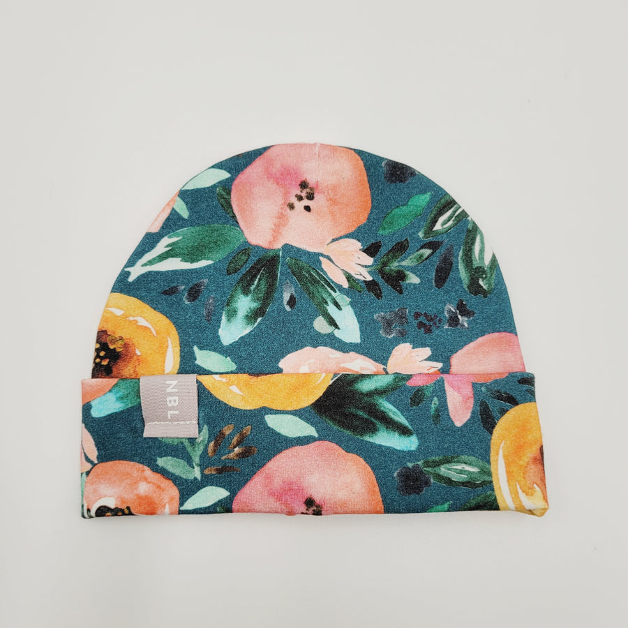 Beanie Hat (Teal Floral)