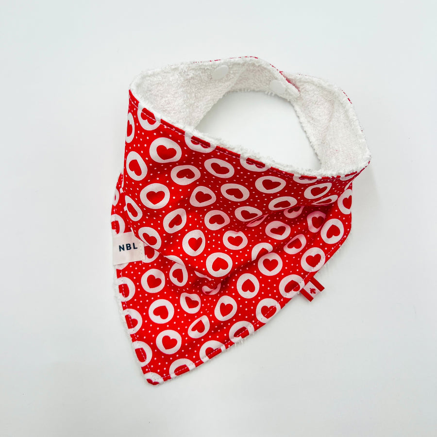 Bandana Bib (Red Hearts)