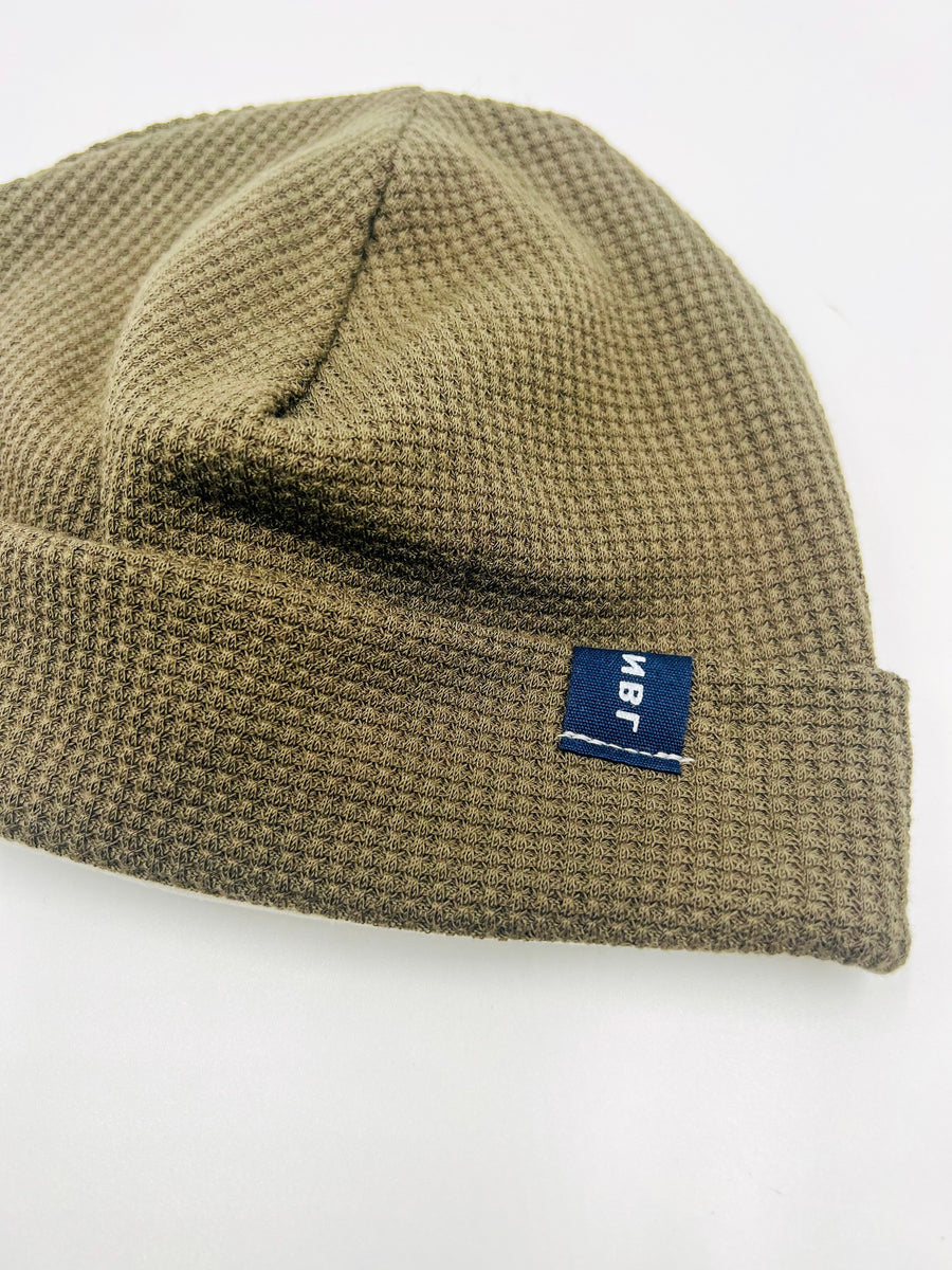 Adult Beanie Hat (Olive Green Waffle)