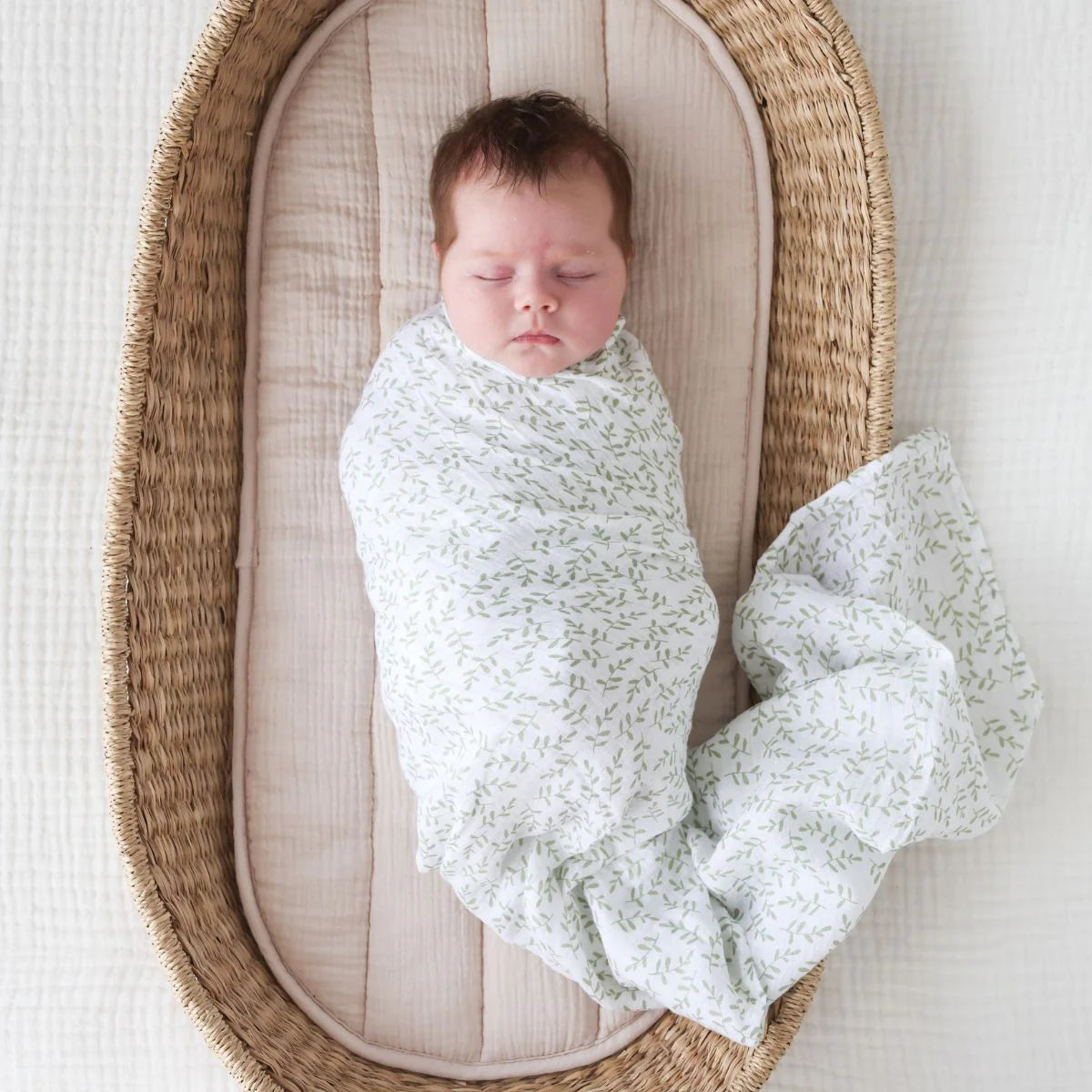 Greenery Cotton Muslin Swaddle - Lulujo