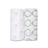 Bows & Rose Trellis Cotton Swaddle 2 Pack - Lulujo