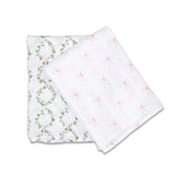 Bows & Rose Trellis Cotton Swaddle 2 Pack - Lulujo