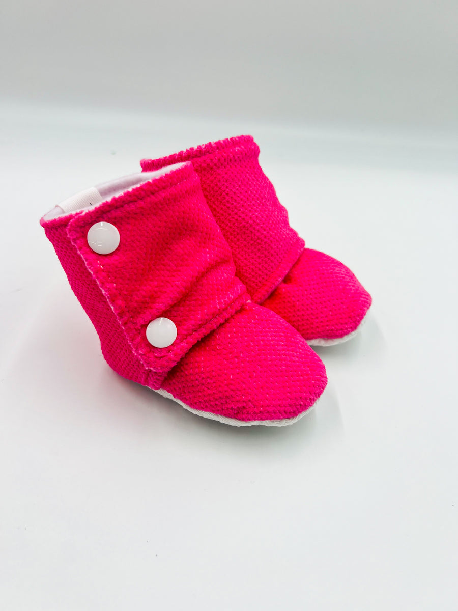 Baby Booties (fuchsia corduroy)