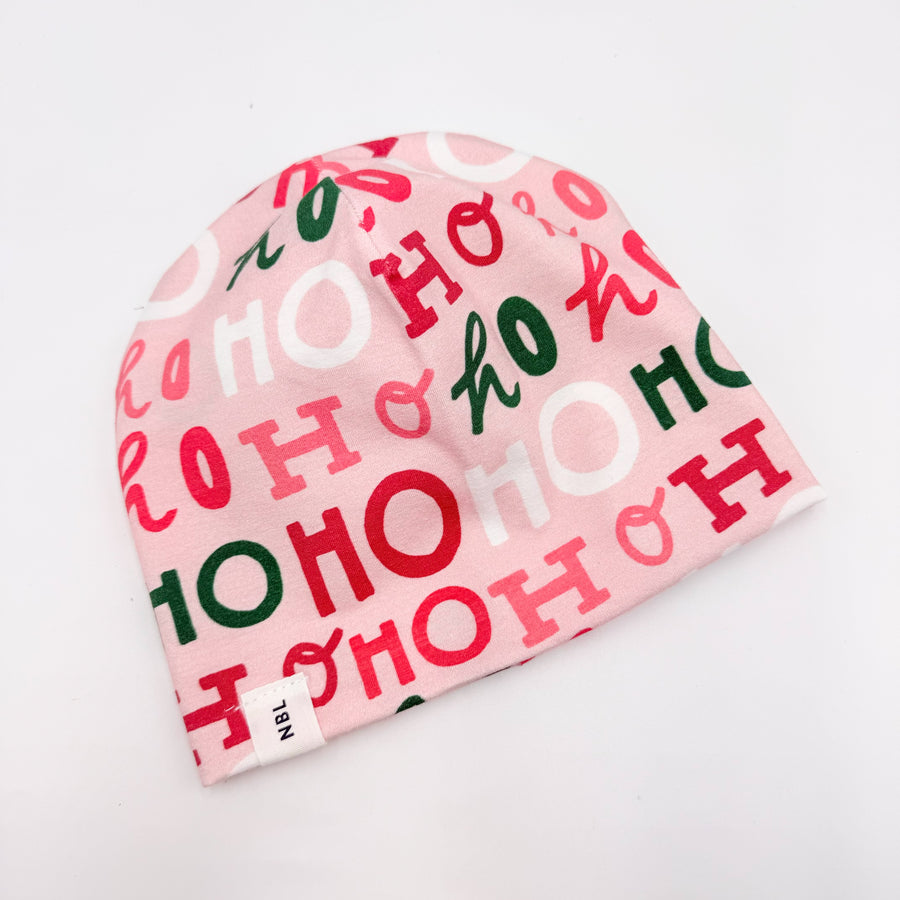 Beanie Hat (Ho Ho Ho in Red, Pink and Green)