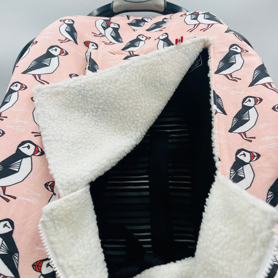 Car Seat Cover Winter (Pink Puffin)