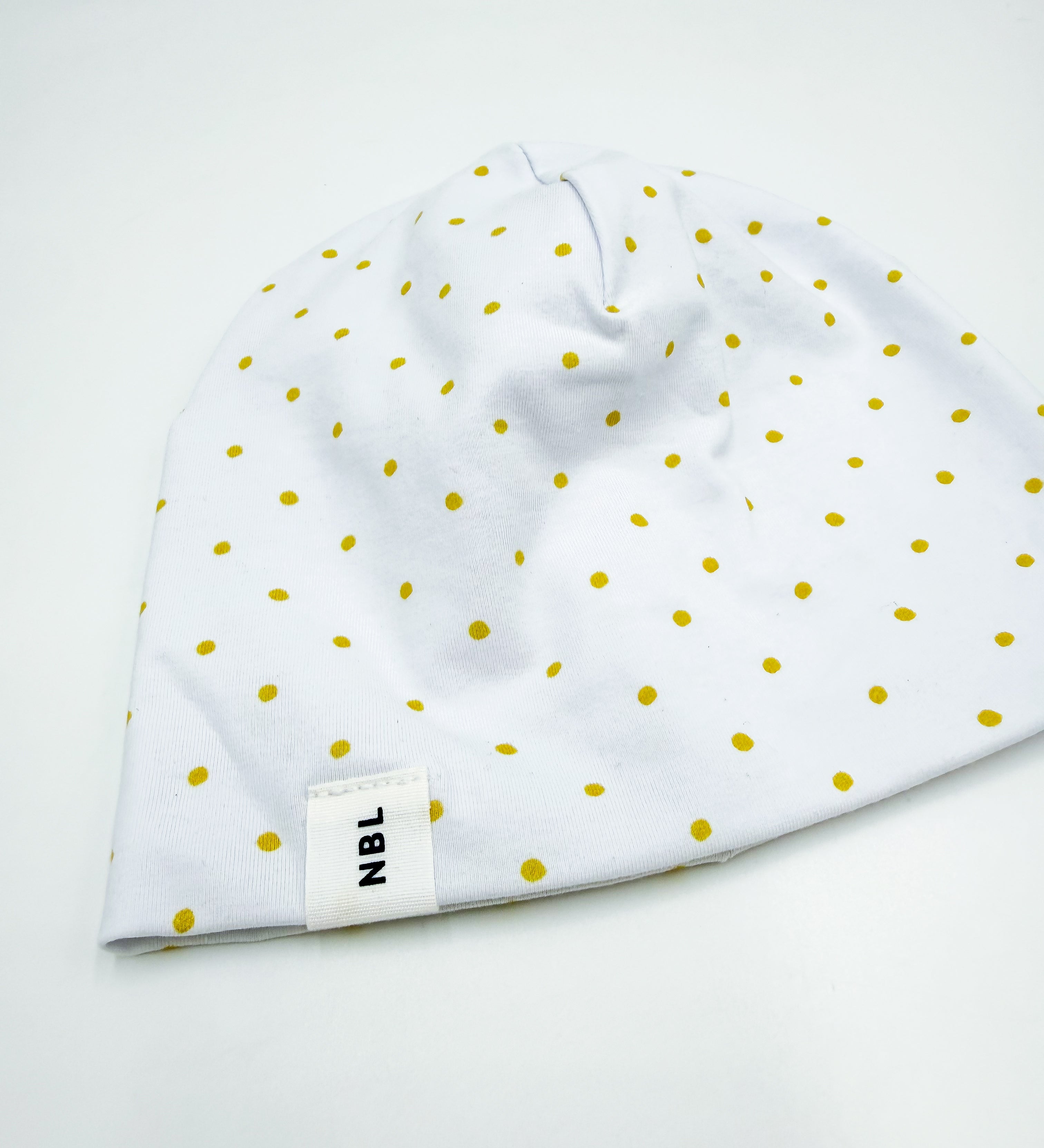 Beanie Hat - Lemon Polka Dots
