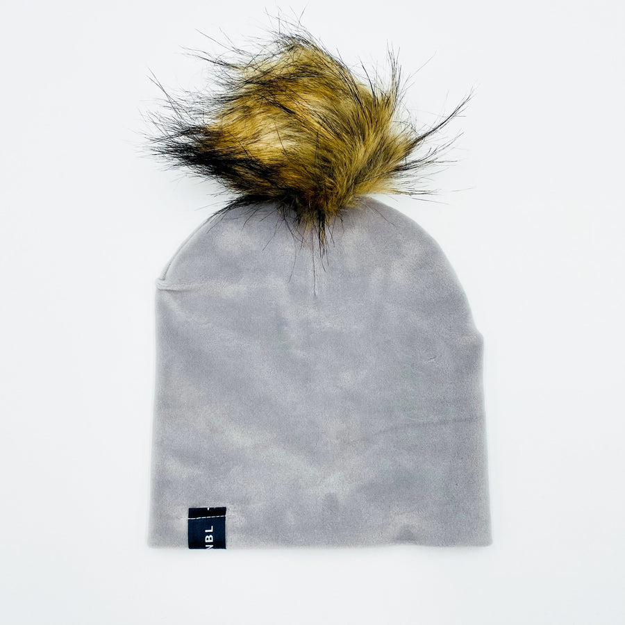 Beanie Hat (Grey Velvet)
