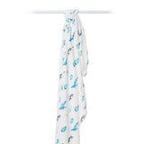 Whales Cotton Muslin Swaddle  XL - Lulujo