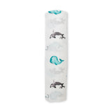 Whales Cotton Muslin Swaddle  XL - Lulujo