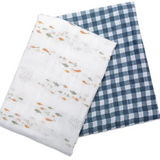 Swaddle 2 Pack (Navy Gingham & Fish)