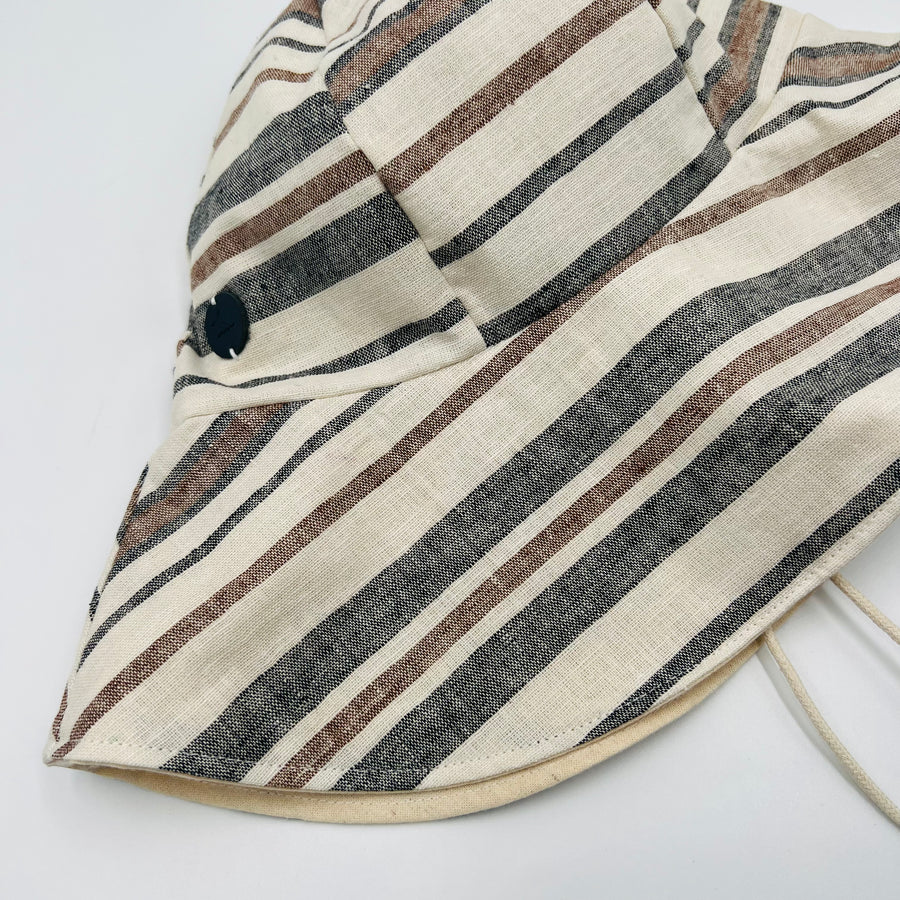 Adult Summer Hat (Stripes Beige Linen)
