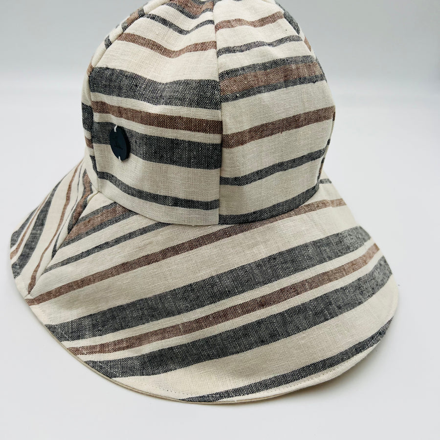 Adult Summer Hat (Stripes Beige Linen)