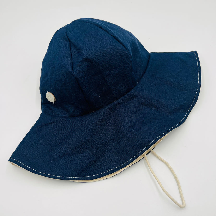Adult Summer Hat (Navy Blue Linen)