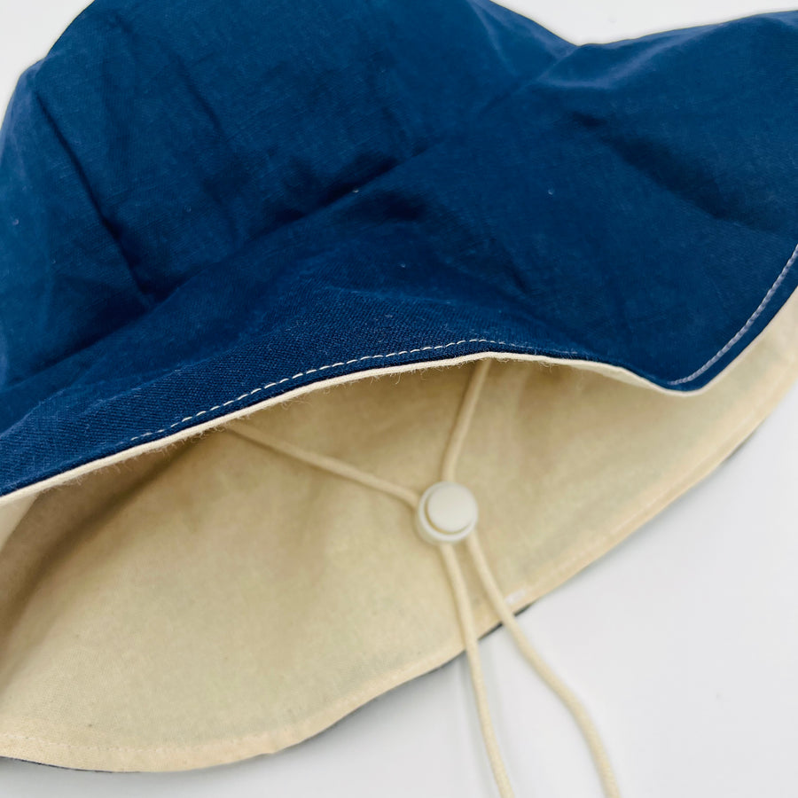 Adult Summer Hat (Navy Blue Linen)