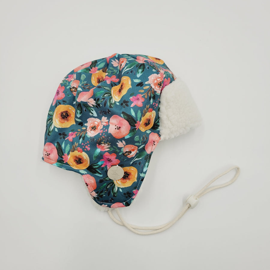 Pilot hat (Floral teal bright)