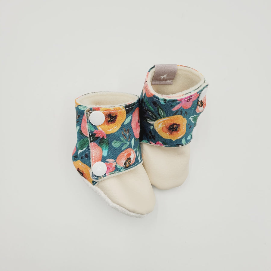 Baby Booties (Floral teal bright)