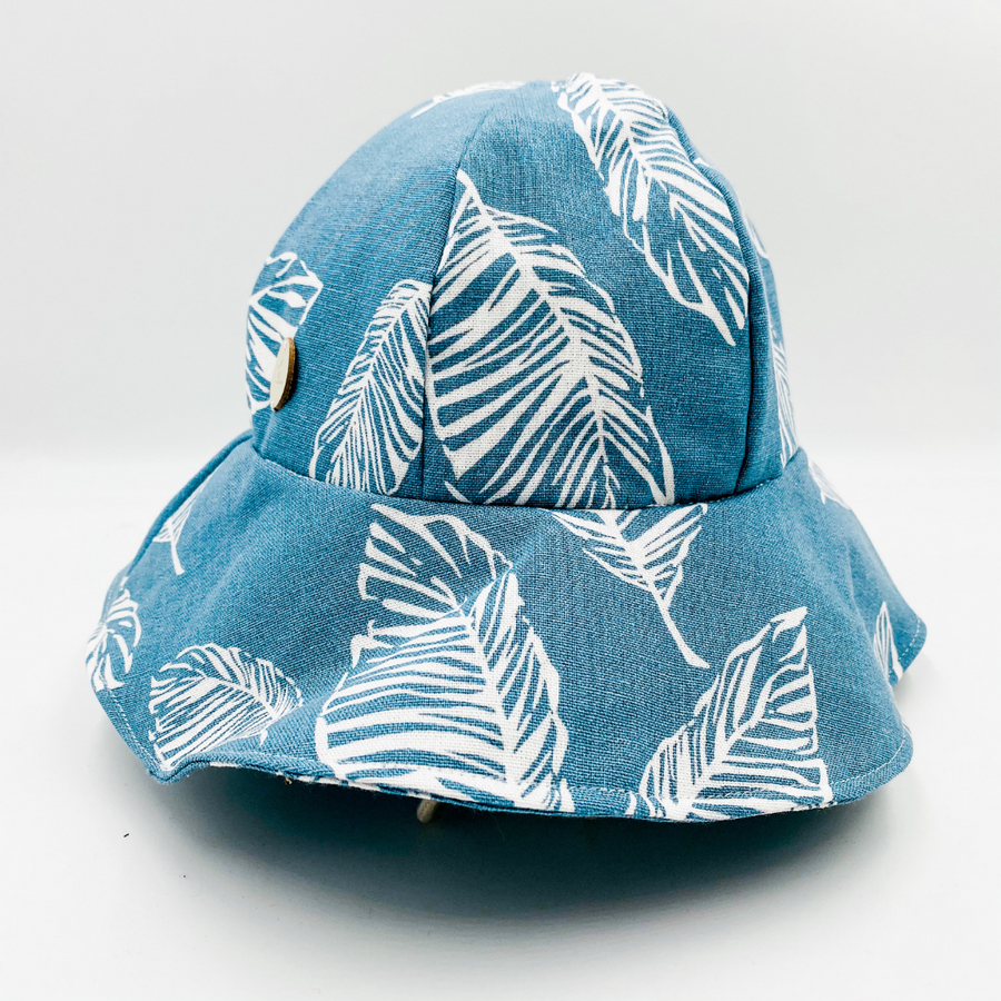 Summer Hat Linen (Blue Leaf)