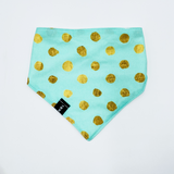 Bandana Bib (Gold Dots Mint)