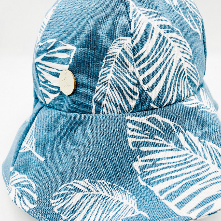 Summer Hat Linen (Blue Leaf)