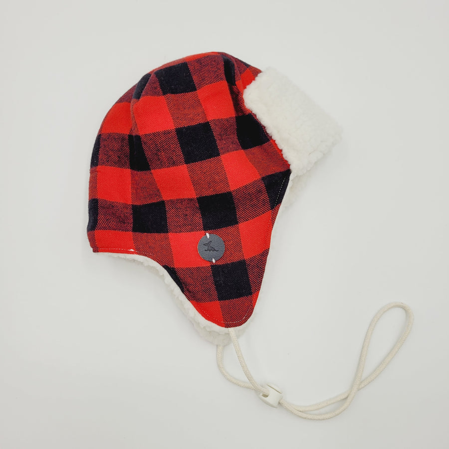 Pilot Hat (Black and Red Plaid)